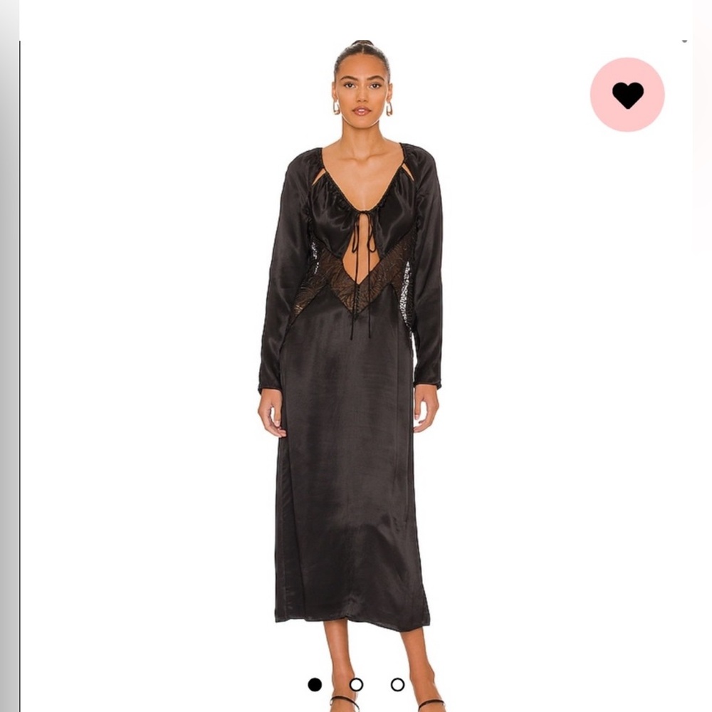 L’Academie Jael Satin Lace Cut-Out Midi Dress Black Sz S Baddie Vibes That Girl